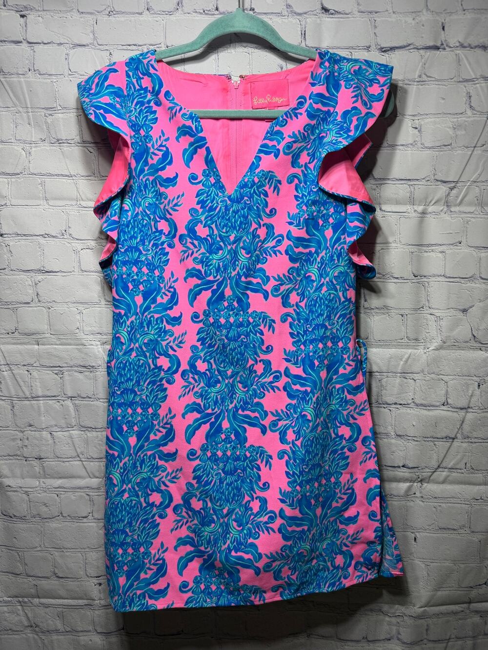 Lilly Pulitzer Womens Astara Shift Romper Pink Blue Sz 0 Preppy Beach